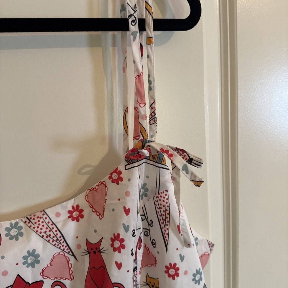 Unique Vintage Retro Cat Babydoll Tie Neck Dress Artsy Swing 3X 20 NWT - Picture 3 of 9